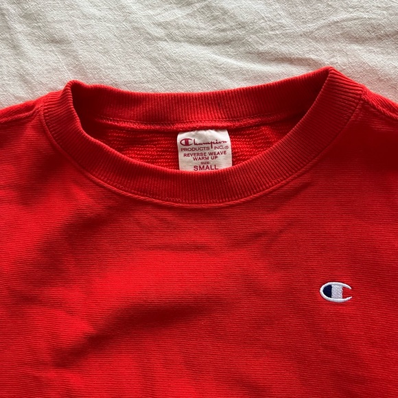 Champion Reverse Weave Terry Crew Neck Sweater in 'Fire Red' (size S) - Picture 2 of 7